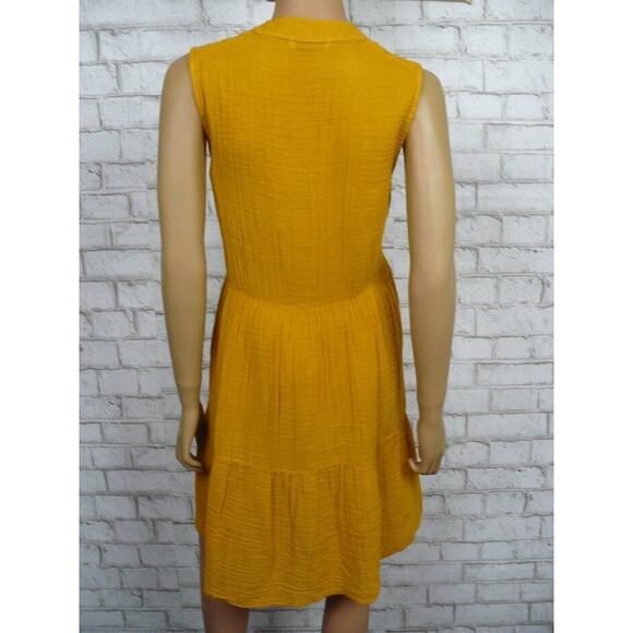 Michael Stars Amber Yellow Cotton Gauze Tiered Daisy Dress Medium NEW - Picture 8 of 9